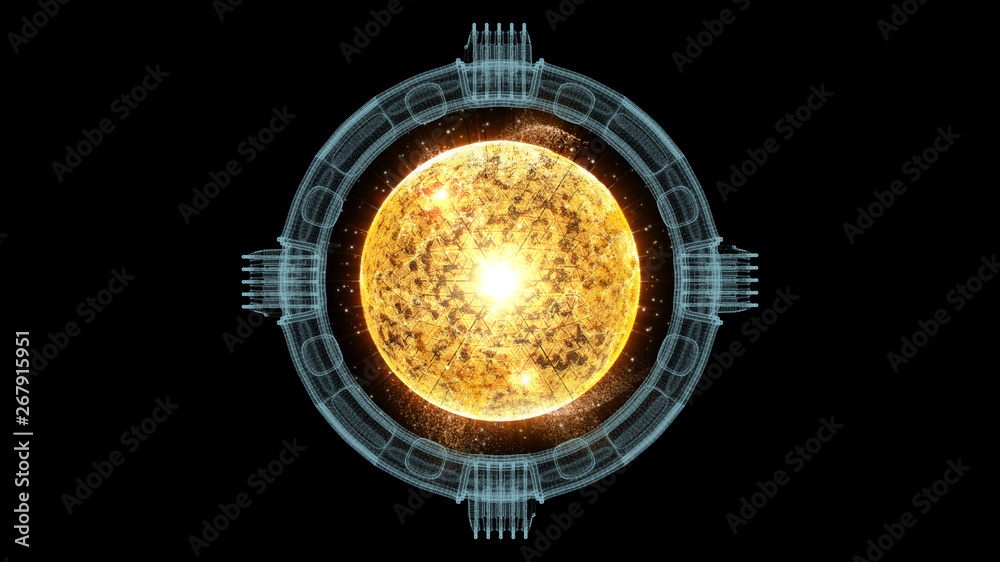 Poster Futuristic graphic user interface head up display screen with digital holographic Nuclear Fusion energy simulator display for digital background