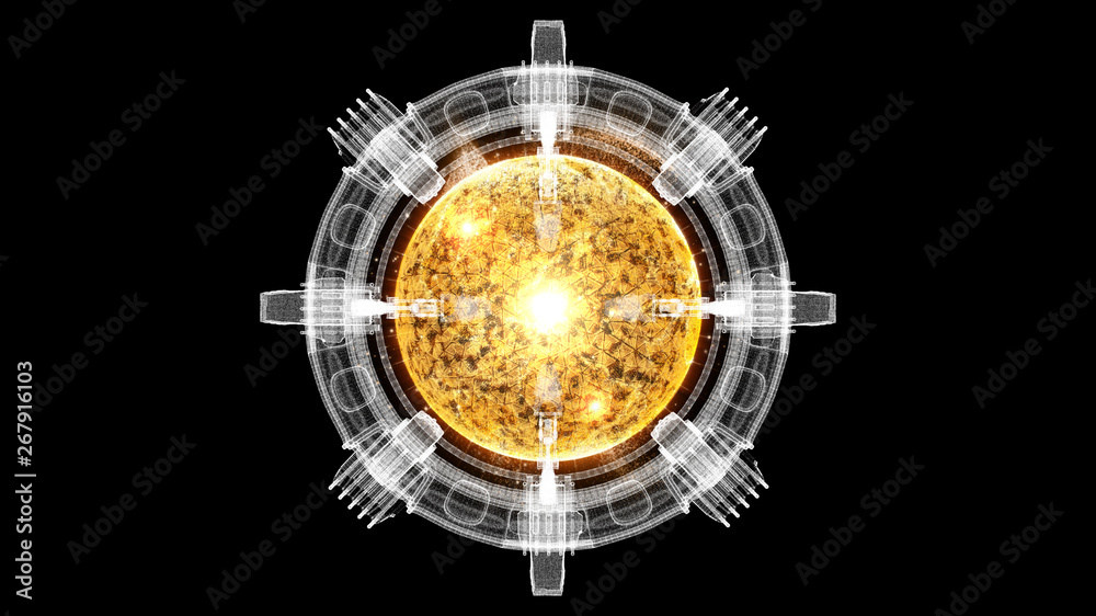 Poster Futuristic graphic user interface head up display screen with digital holographic Nuclear Fusion energy simulator display for digital background