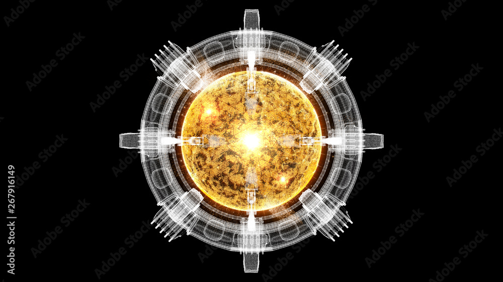 Poster Futuristic graphic user interface head up display screen with digital holographic Nuclear Fusion energy simulator display for digital background