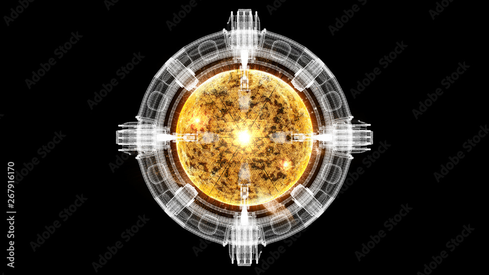 Aufkleber Futuristic graphic user interface head up display screen with digital holographic Nuclear Fusion energy simulator display for digital background
