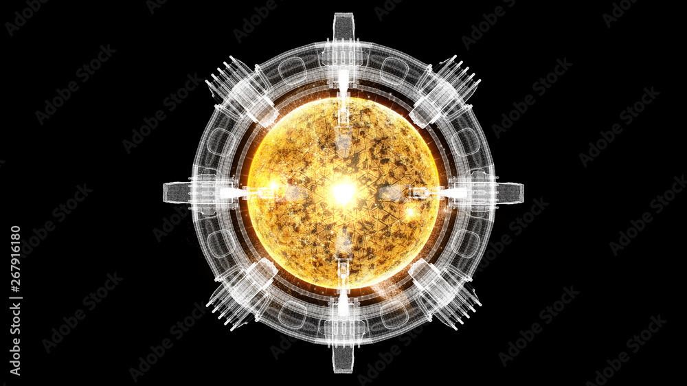 Poster Futuristic graphic user interface head up display screen with digital holographic Nuclear Fusion energy simulator display for digital background
