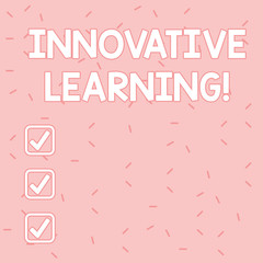Text sign showing Innovative Learning. Business photo text Interdisciplinary teaching that stirs analytic thinking Pink Tiny Sprinkles Confetti Scattered in Random on Lighter Shade Backdrop