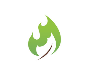 Flaming Green Eco Leaf Energy Logo In White Isolated Background