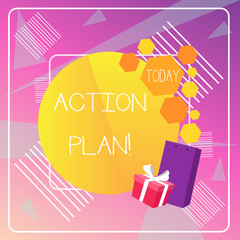 Fototapeta premium Word writing text Action Plan. Business photo showcasing proposed strategy or course of actions for certain time