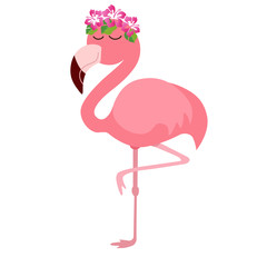 Pink cute pink flamingo vector illustration