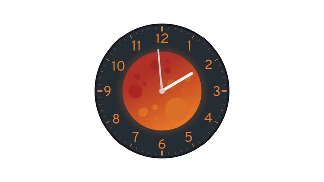 Blood Moon Concept Wall Clock Animation Loop on White Background
