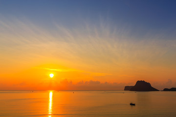 Naklejka na ściany i meble Beautiful sunrise over the sea at Prachuap Khiri Khan Province , southern of Thailand