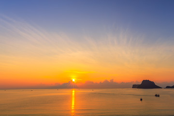 Naklejka na ściany i meble Beautiful sunrise over the sea at Prachuap Khiri Khan Province , southern of Thailand