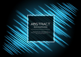 Abstract vector luxury blue line speed on black with square banner white frame  template design modern background illustration.