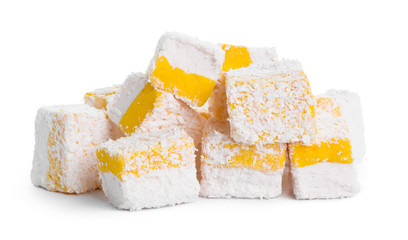 Tasty Turkish delight isolated on white