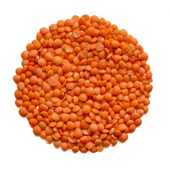 Red Lentil or Masoor dal isolated on white background.
