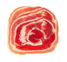 close up of italian pancetta bacon isolated