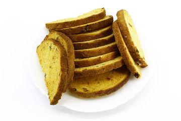 Sweets for tea. Dried bread with raisins sweet