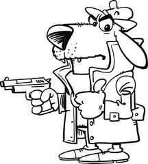 detective dog cartoon isolated on white background