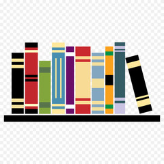 Library icon, books silhouette symbol. Vector illustration of isolated bookshelf in flat design. - Vector