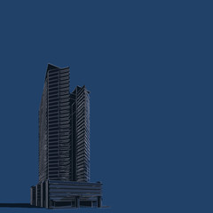 Obraz premium 3D illustration architecture building perspective lines.