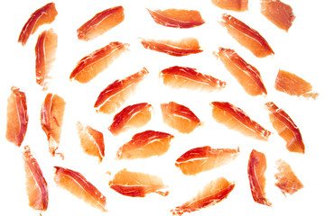 spanish jamon serrano isolated on white