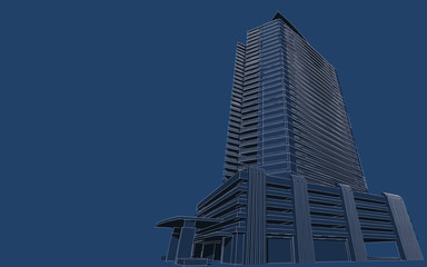 Obraz premium 3D illustration architecture building perspective lines.