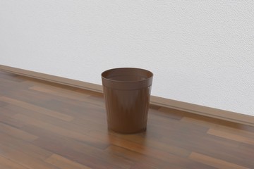 Trash can in the neat room (diagonal)