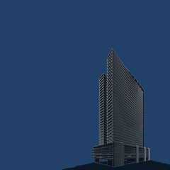 Obraz premium 3D illustration architecture building perspective lines.