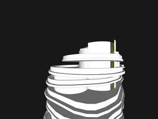 3D illustration architecture building perspective lines.