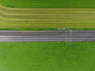 Train tracks through countryside