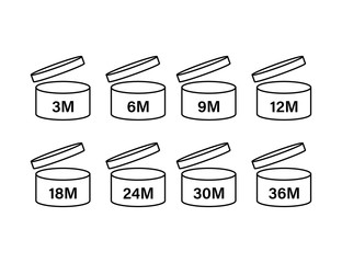 After Opening Use Icons. Expiration date symbols. Vector stock illustration.