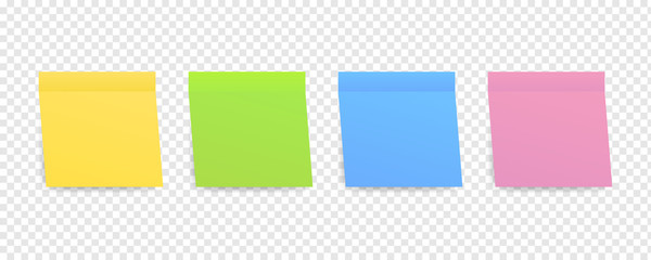 Sticky colored notes. Post note paper. Vector stock illustration.