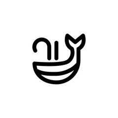 whale, fish icon vector illustration