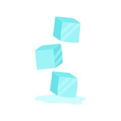 Ice cubes. Cold transparent frozen block. Vector stock illustration