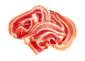 close up of italian pancetta bacon isolated