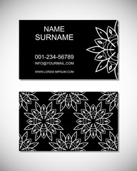 Two black floral business cards, brochures for your design