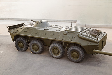 The armored conveyor on the embankment to Volgograd