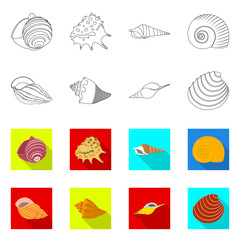 Vector design of animal and decoration icon. Collection of animal and ocean vector icon for stock.