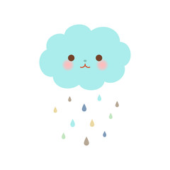 Cute cloud with raindrops