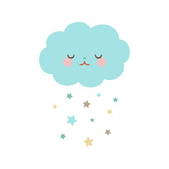 Cute cloud with stars