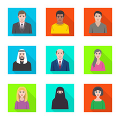 Isolated object of profile and portrait logo. Set of profile and profession  stock symbol for web.