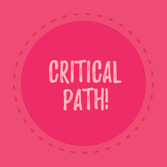 Handwriting text writing Critical Path. Conceptual photo sequence of stages of a project requiring the longest time