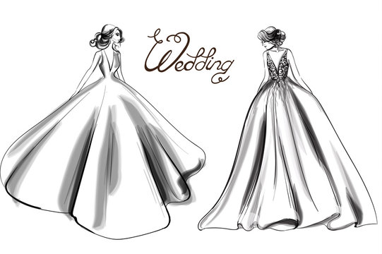 Ball Gown Style Wedding Dress Clip Art Set PNG - Etsy