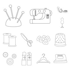 Vector illustration of fashion and tailoring sign. Set of fashion and textile stock symbol for web.