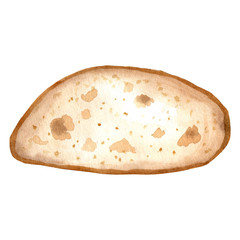 Hand painted watercolor bread, toastt clipart. Isolated on white background. Watercolor hand drawn illustration for logo