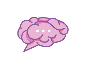 Modern Brainstorming Speech Bubble Chat Logo In Isolated White Background