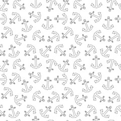 Seamless pattern with black anchors on white background