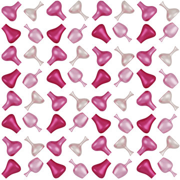 Pink Cream Colors Wrapping Paper Seamless Pattern, Illustration With Brushed Metallic Vases 3D Render, Orthographic Camera ..