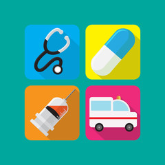 Medical procedures flat icons set isolated .vector illustration