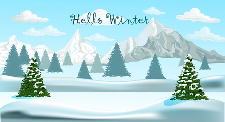 Winter landscape vector illustration