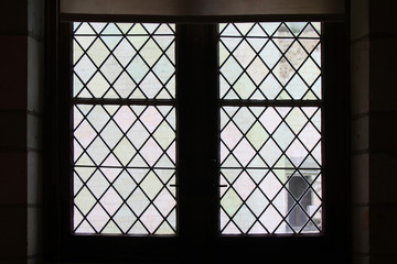 stained-glass window in a castle in saumur (france) 