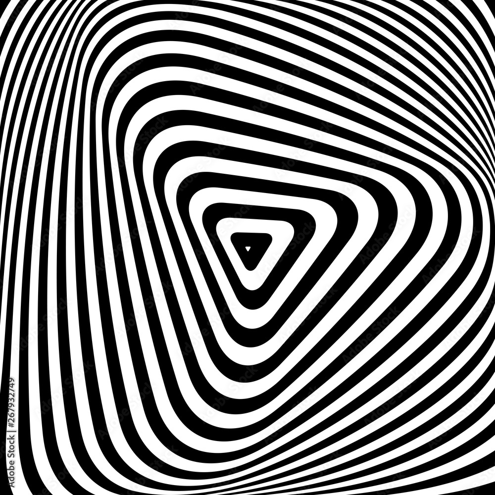 Wall mural triangle pattern. lines texture. illusion of rotation torsion movement.