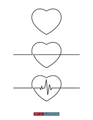 Continuous line drawing of heart symbol. Template for your design. Vector illustration.