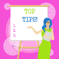 Conceptual hand writing showing Top Tips. Concept meaning small but particularly useful piece of practical advice